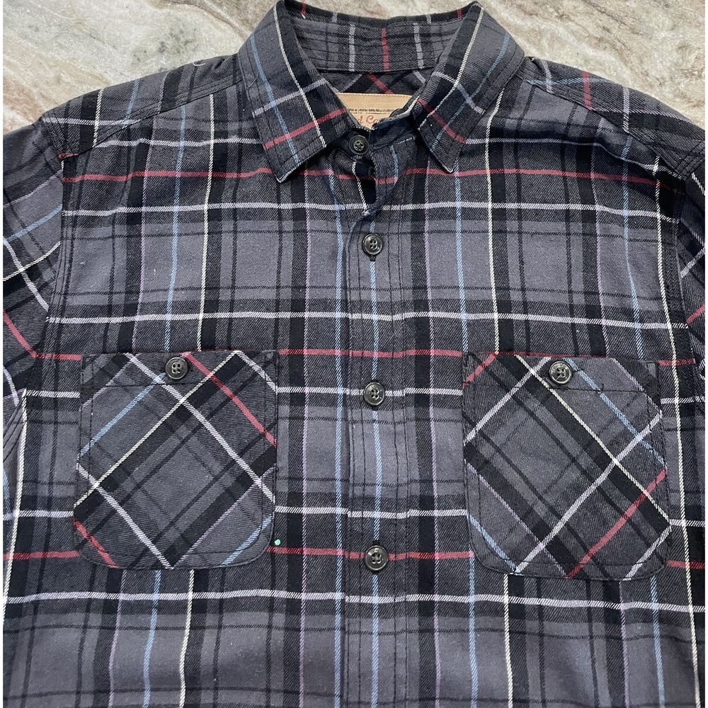 NWT Red Camel Small Cotton Flannel Grey Charcoal Plaid Long Sleeve Shirt